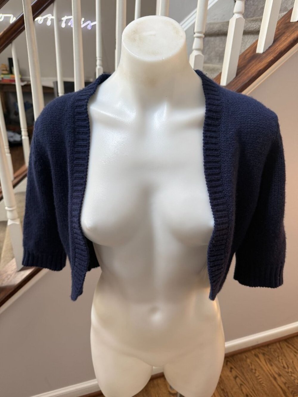 Michael Kors Navy Blue Cashmere Shaker Shrug Cardigan Sweater Size Small